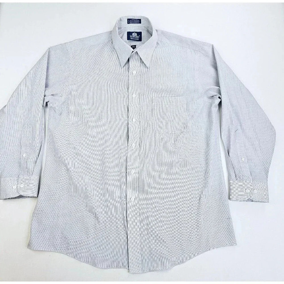 Stafford Size 16.5 32-33 Wrinkle Free Men's Gray Stripe Long Sleeve Shirt - Picture 1 of 10
